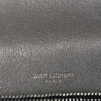 Saint Laurent Sheepskin Matelasse Chevron Monogram Medium College Satchel Dark Anthracite