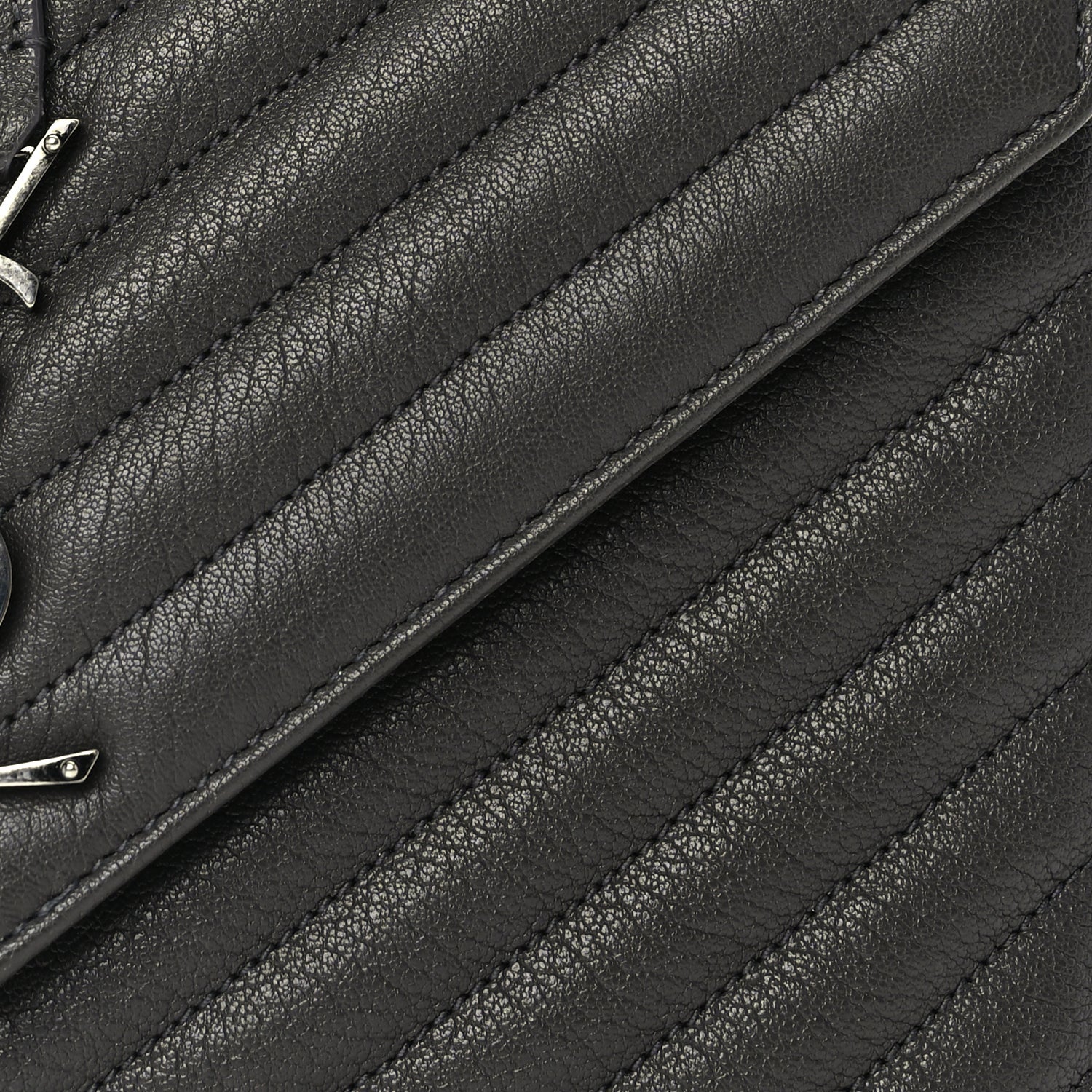 Saint Laurent Sheepskin Matelasse Chevron Monogram Medium College Satchel Dark Anthracite