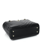 Chanel Calfskin Chevron Quilted Small Statement Shopping Tote Black