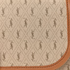 Saint Laurent Canvas All-Over Monogram Small Le Monogramme Satchel Beige Kaki Brown Gold