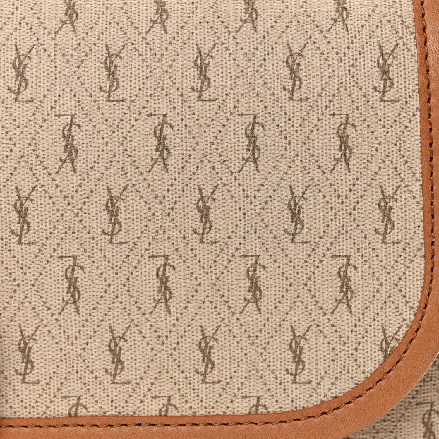 Saint Laurent Canvas All-Over Monogram Small Le Monogramme Satchel Beige Kaki Brown Gold
