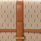Saint Laurent Canvas All-Over Monogram Small Le Monogramme Satchel Beige Kaki Brown Gold