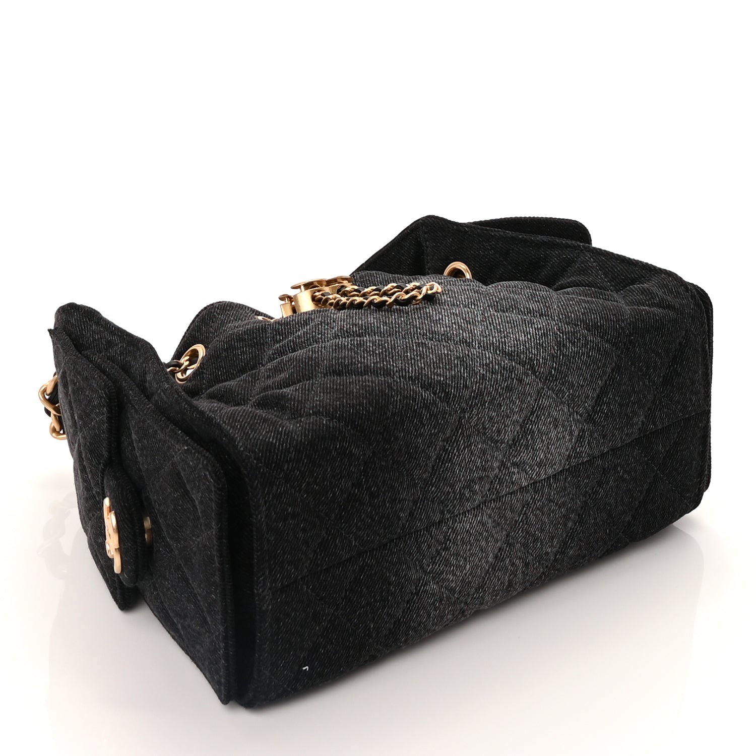 Chanel Washed Denim Quilted Mini Chanel 25 Handbag  Black