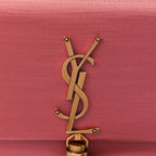 Saint Laurent Satin Small Classic Monogram Kate Tassel Satchel Coral Rose
