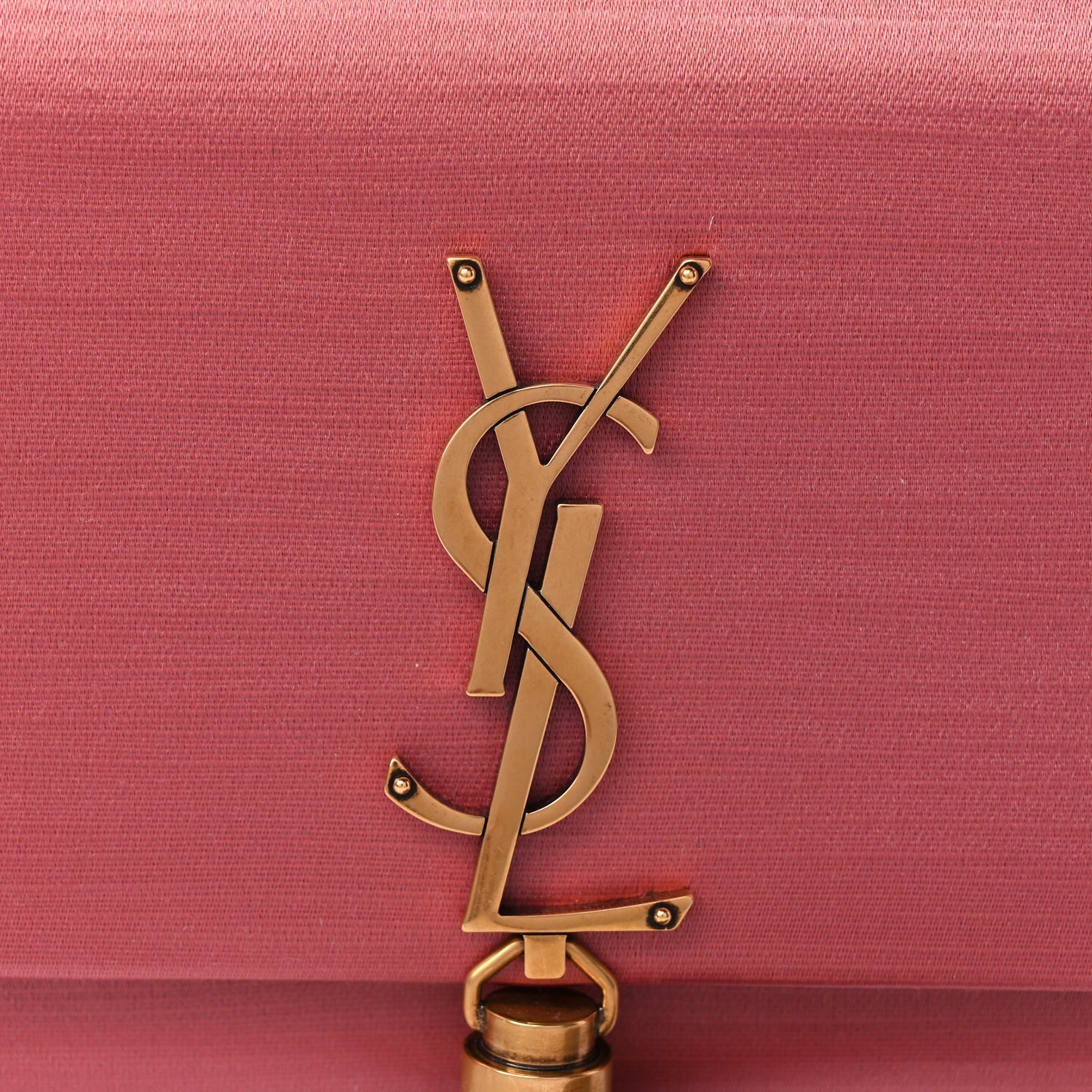 Saint Laurent Satin Small Classic Monogram Kate Tassel Satchel Coral Rose