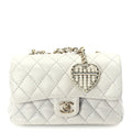 Chanel Lambskin Quilted Mini Flap Bag Charm With Hook  Grey