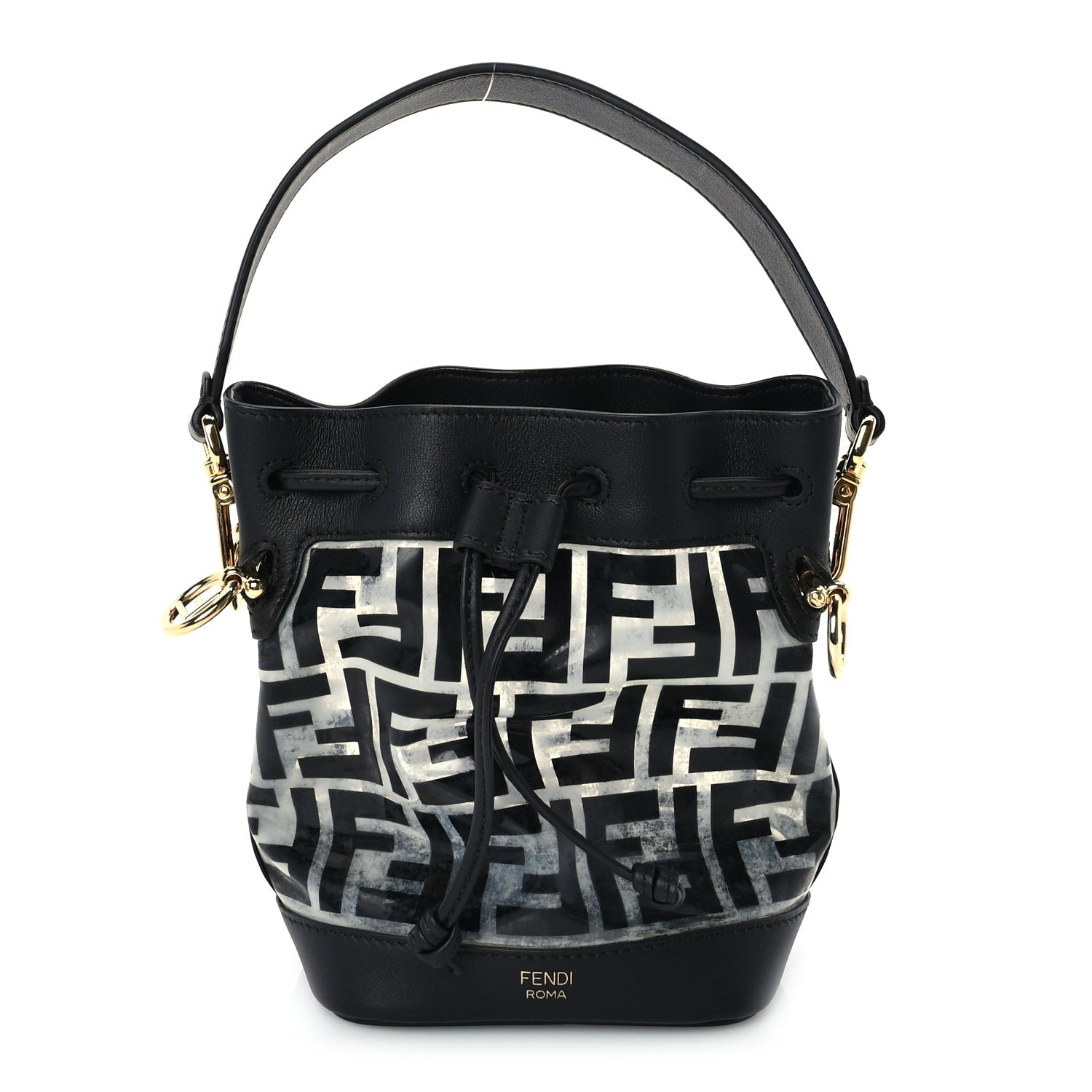 Fendi TPU FF Vitello Grace F is Fendi Mini Mon Tresor Bucket Bag Black
