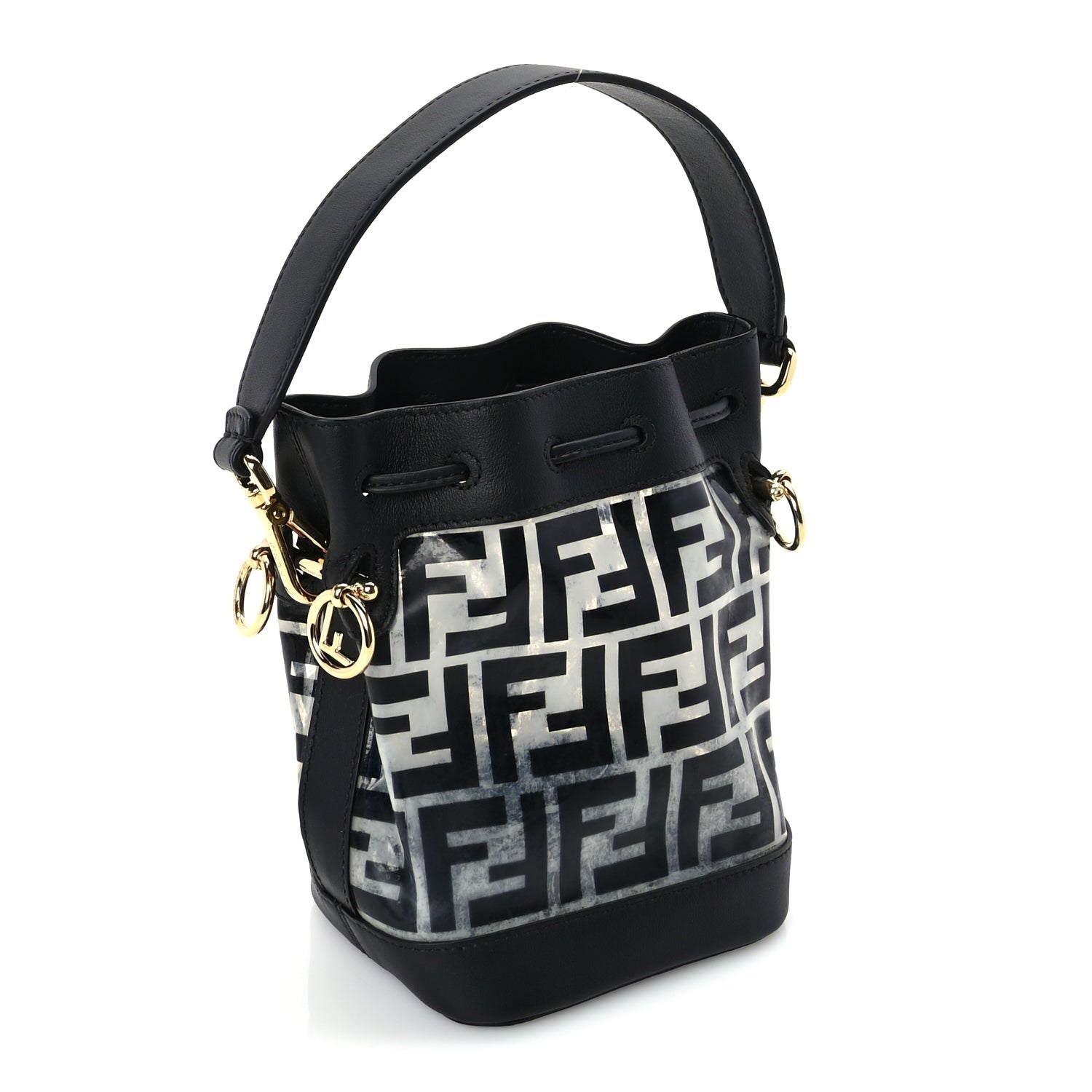 Fendi TPU FF Vitello Grace F is Fendi Mini Mon Tresor Bucket Bag Black