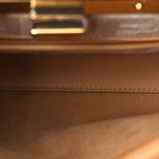 Fendi Vitello Seta Canvas FF Embroidered Mini Peekaboo Iconic Satchel Miele Scuro Poudre