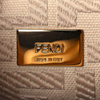 Fendi Vitello Seta Canvas FF Embroidered Mini Peekaboo Iconic Satchel Miele Scuro Poudre