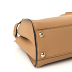 Fendi Vitello Seta Canvas FF Embroidered Mini Peekaboo Iconic Satchel Miele Scuro Poudre