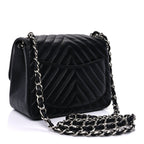Chanel Lambskin Chevron Quilted Mini Square Flap  Black