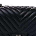 Chanel Lambskin Chevron Quilted Mini Square Flap  Black