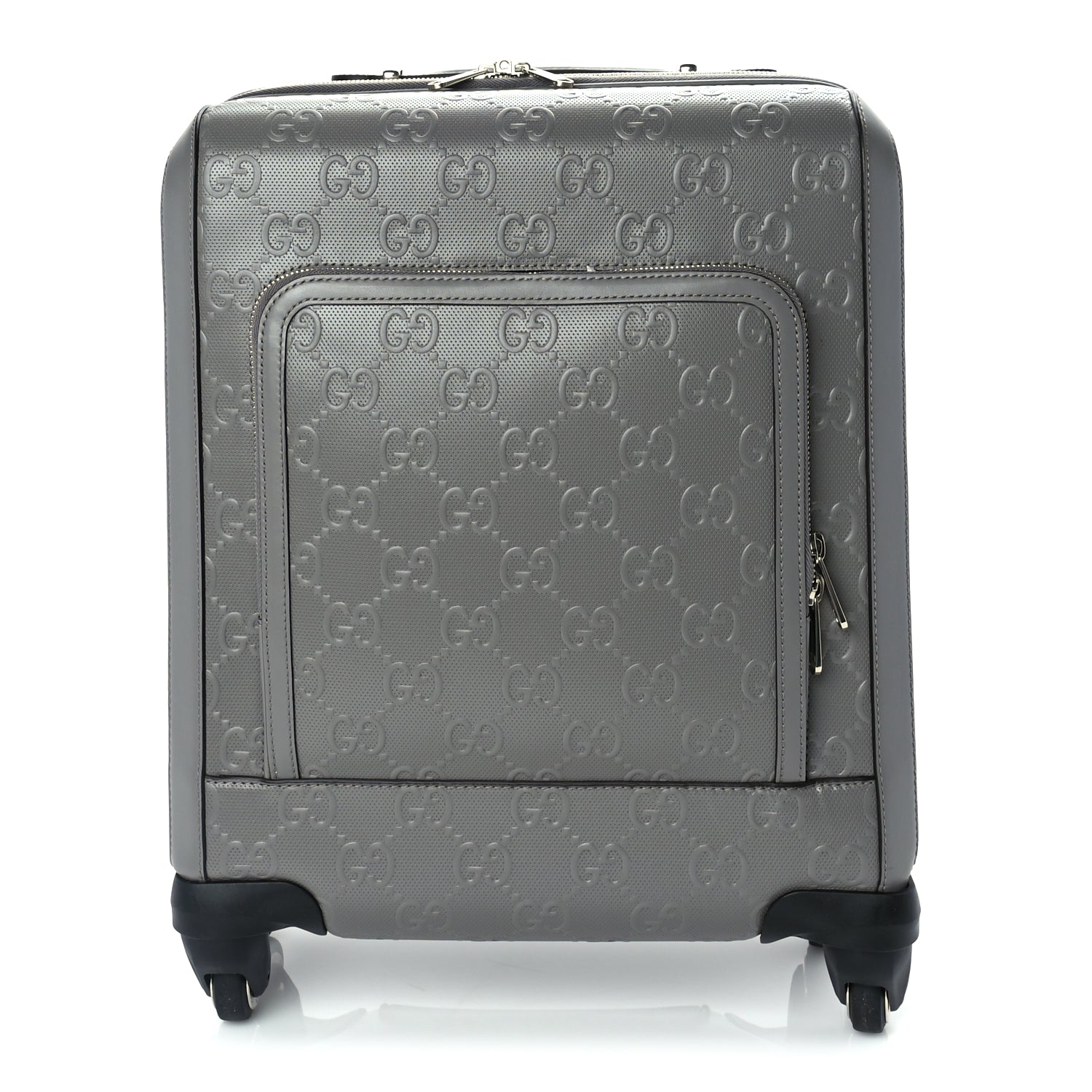 Gucci Monogram Jumbo GG Textured Dollar Calfskin Small Carry On Trolley Grey