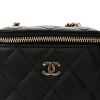 Chanel Caviar Quilted Mini Vanity Case With Chain  Black