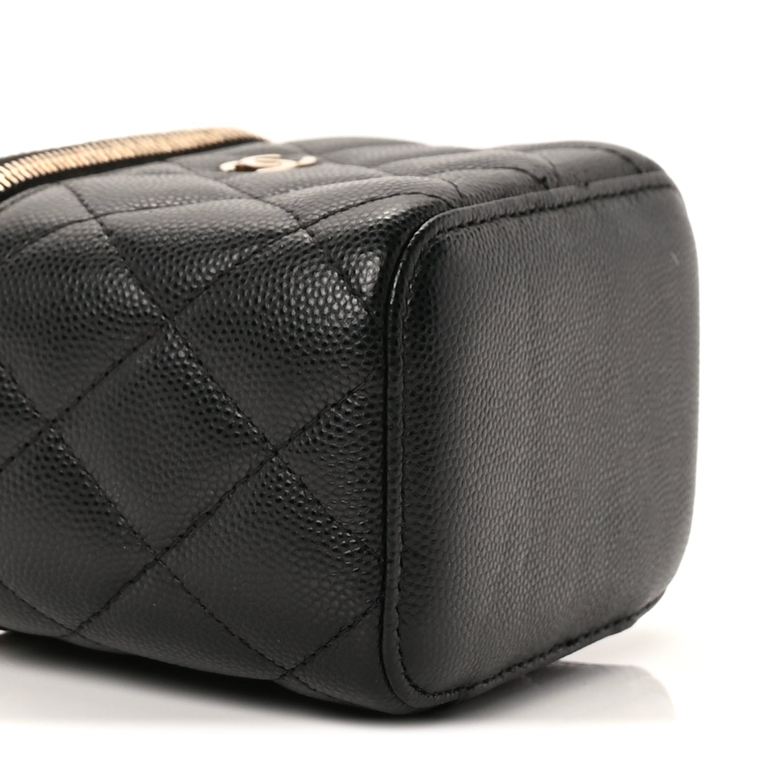 Chanel Caviar Quilted Mini Vanity Case With Chain  Black