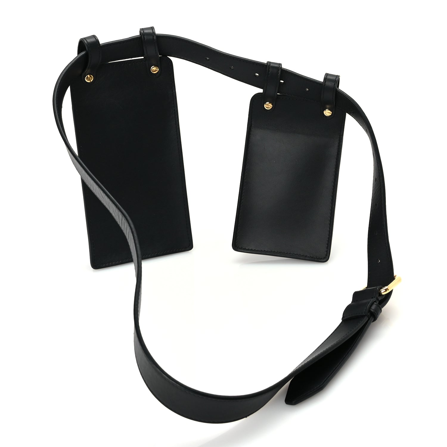Fendi Calfskin Multi Pocket Belt  Black