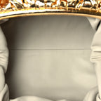 Bottega Veneta Metallic Crinkled Lambskin The Pouch Oversized Clutch Oro