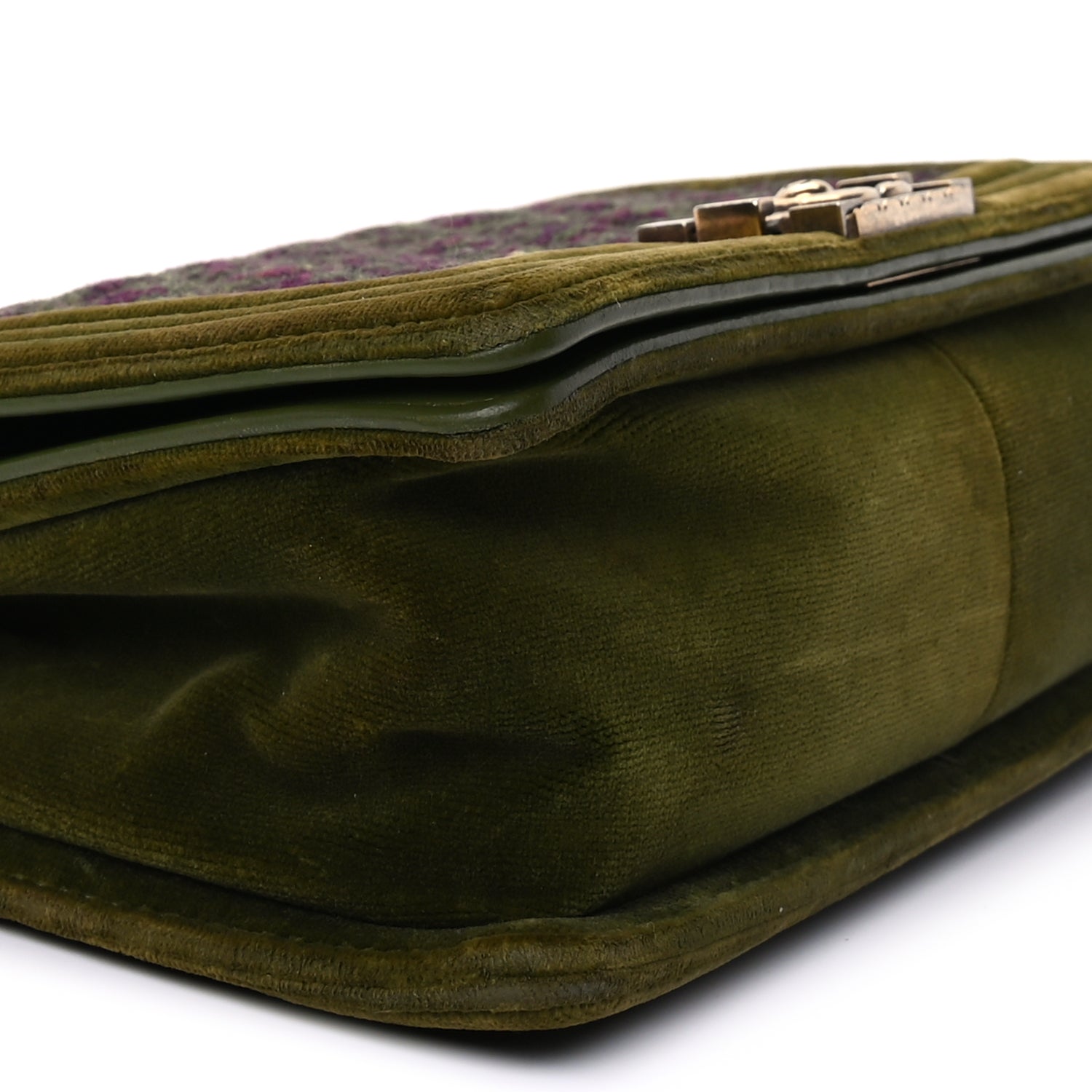 Chanel Velvet Tweed Medium Boy Flap Green