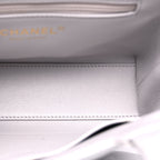 Chanel Shiny Aged Calfskin Quilted Nano Kelly Shopper  Light Grey