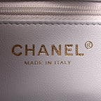 Chanel Shiny Aged Calfskin Quilted Nano Kelly Shopper  Light Grey