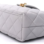 Chanel Shiny Aged Calfskin Quilted Nano Kelly Shopper  Light Grey