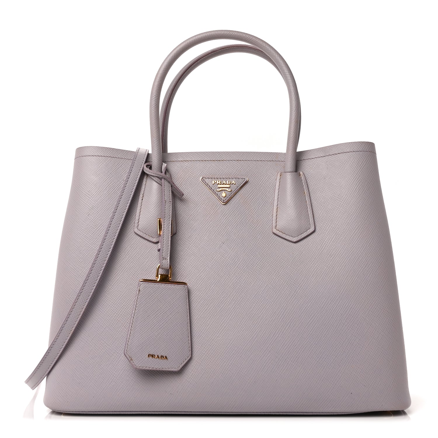 Prada Saffiano Cuir Small Double Bag Glicine