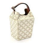 Celine Triomphe Canvas Calfskin Strap Box Bag White