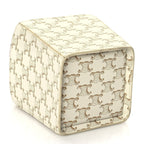 Celine Triomphe Canvas Calfskin Strap Box Bag White
