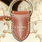 Celine Triomphe Canvas Calfskin Strap Box Bag White