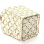 Celine Triomphe Canvas Calfskin Strap Box Bag White