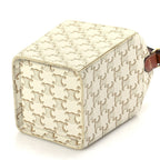 Celine Triomphe Canvas Calfskin Strap Box Bag White