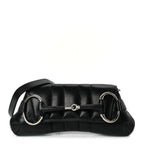Gucci Nappa Vertical Matelasse Medium Maxi Horsebit Chain Shoulder Bag Black