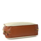 Miu Miu Canvas Calfskin Large Beau Top Handle Bag Naturale Brandy