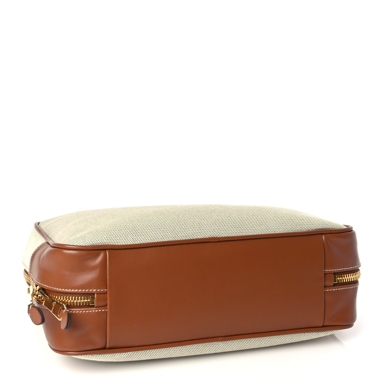 Miu Miu Canvas Calfskin Large Beau Top Handle Bag Naturale Brandy