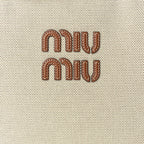 Miu Miu Canvas Calfskin Large Beau Top Handle Bag Naturale Brandy
