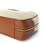 Miu Miu Canvas Calfskin Large Beau Top Handle Bag Naturale Brandy
