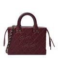 Chanel Calfskin Quilted Studded Square Vanity Case Burgundy