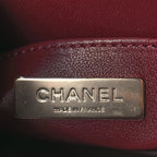 Chanel Calfskin Quilted Studded Square Vanity Case Burgundy