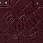 Chanel Calfskin Quilted Studded Square Vanity Case Burgundy