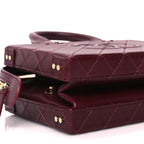 Chanel Calfskin Quilted Studded Square Vanity Case Burgundy