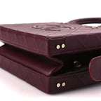 Chanel Calfskin Quilted Studded Square Vanity Case Burgundy