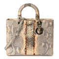 Christian Dior Snakeskin Large Lady Dior Beige