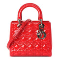 Christian Dior Patent Cannage Medium Lady Dior  Red