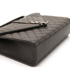 Saint Laurent Grain De Poudre Textured Mixed Matelasse Medium Triquilt Monogram Satchel  Earth