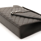 Saint Laurent Grain De Poudre Textured Mixed Matelasse Medium Triquilt Monogram Satchel  Earth