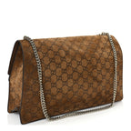 Gucci Suede GG Embossed Large Dionysus Shoulder Bag  Pepper Brown