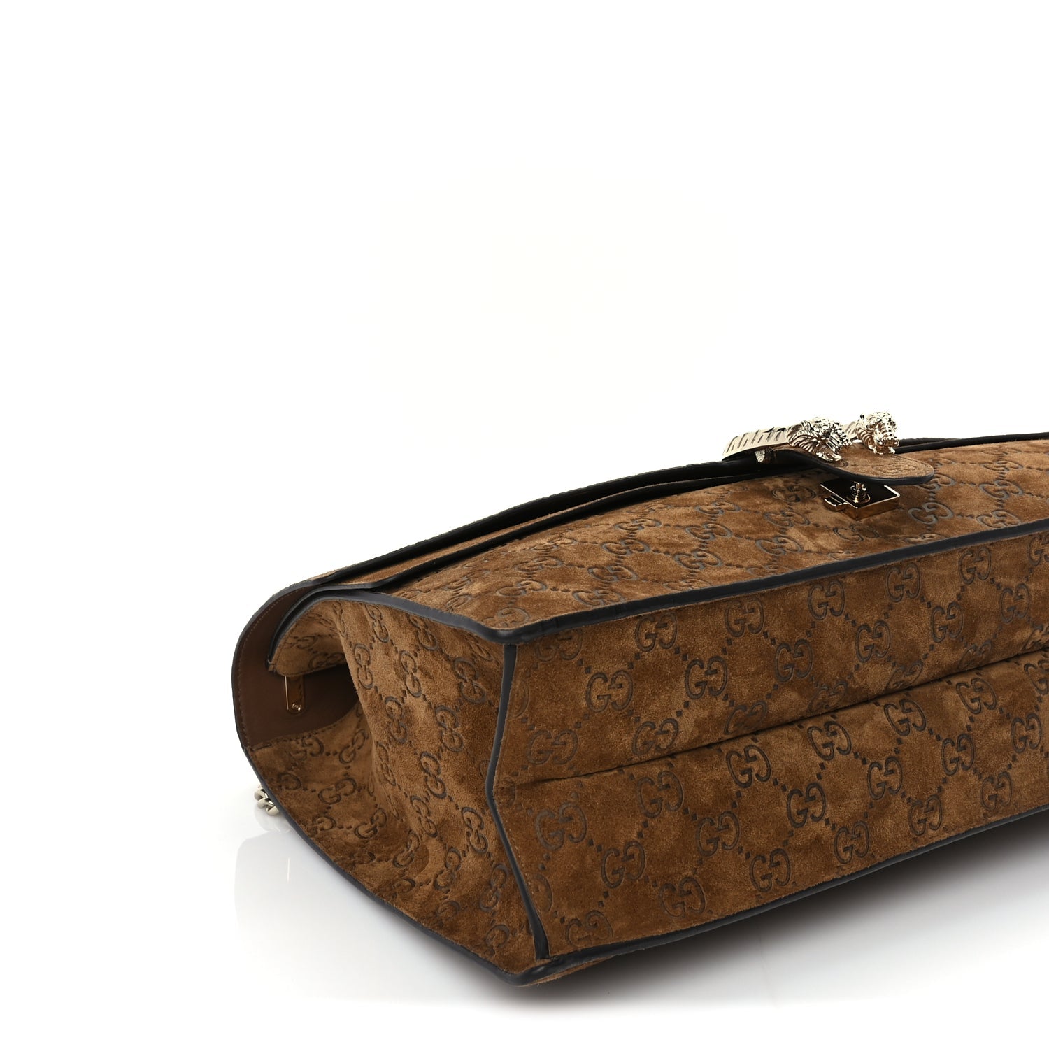 Gucci Suede GG Embossed Large Dionysus Shoulder Bag  Pepper Brown