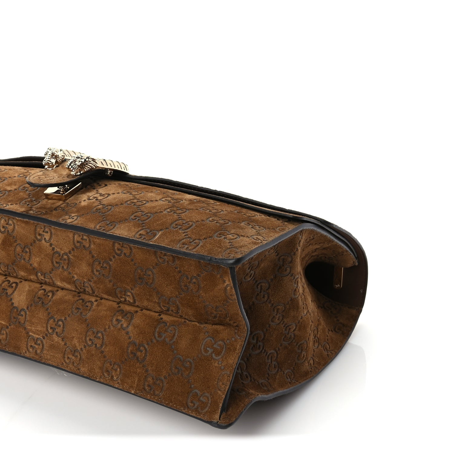 Gucci Suede GG Embossed Large Dionysus Shoulder Bag  Pepper Brown
