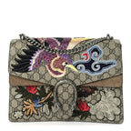 Gucci GG Supreme Monogram Bird And Flowers Embroidered Medium Dionysus Shoulder Bag Taupe